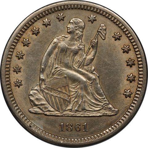 1861-S LIBERTY SEATED 25C