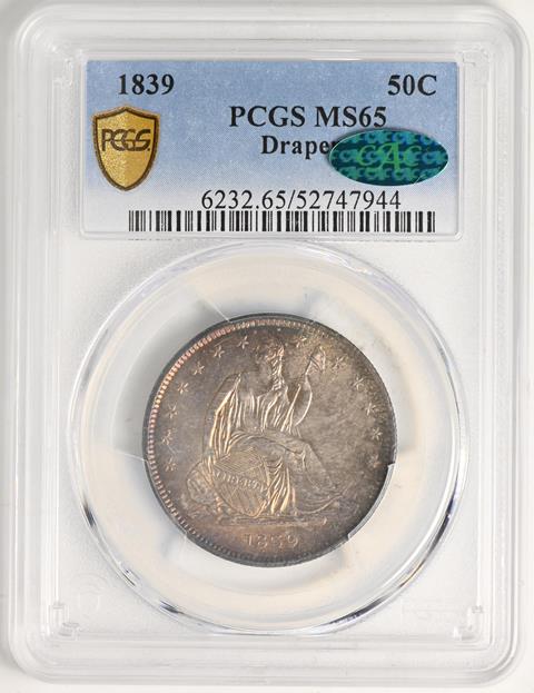 Picture of 1839 LIBERTY SEATED 50C, DRAPERY MS65 