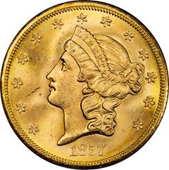 Picture of 1857-S LIBERTY HEAD $20 MS65+ 