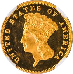 Picture of 1874 INDIAN PRINCESS $3 PR64 Deep Cameo