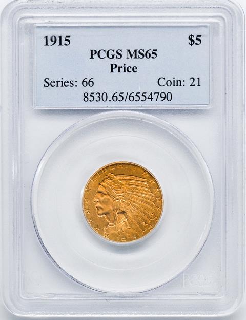 Picture of 1915 INDIAN HEAD $5 MS65 