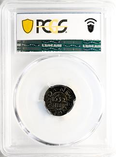 Picture of 1652 OAK TREE 3 PENCE, NO IN ON OBVERSE AU50 