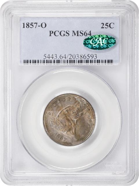 Picture of 1857-O LIBERTY SEATED 25C, NO MOTTO MS64 