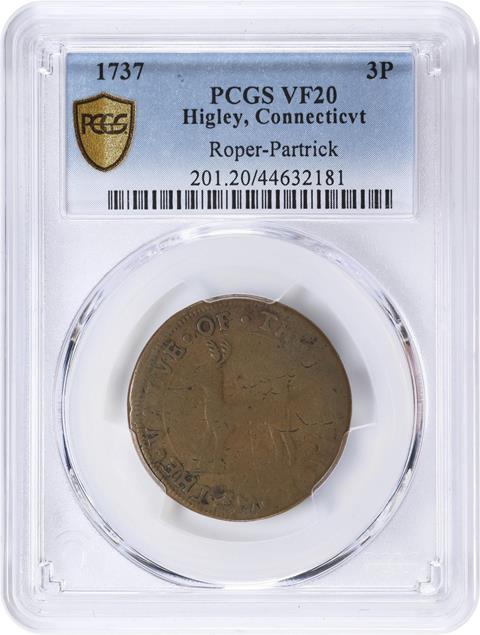 Picture of 1737 HIGLEY 3 HAMMERS, CONNECTICVT 3P VF20 