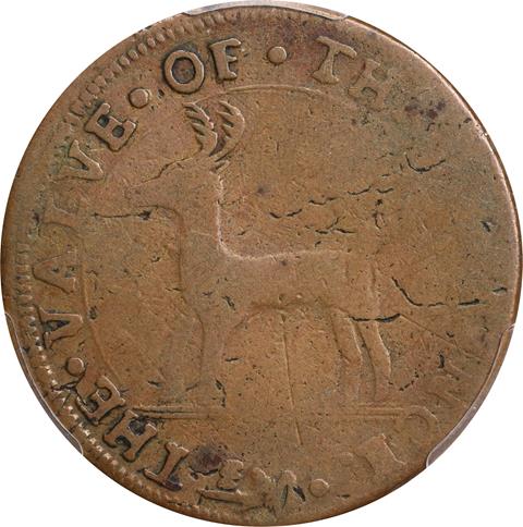 Picture of 1737 HIGLEY 3 HAMMERS, CONNECTICVT 3P VF20 Brown Picture of 1737 HIGLEY 3 HAMMERS, CONNECTICVT 3P VF20 Brown