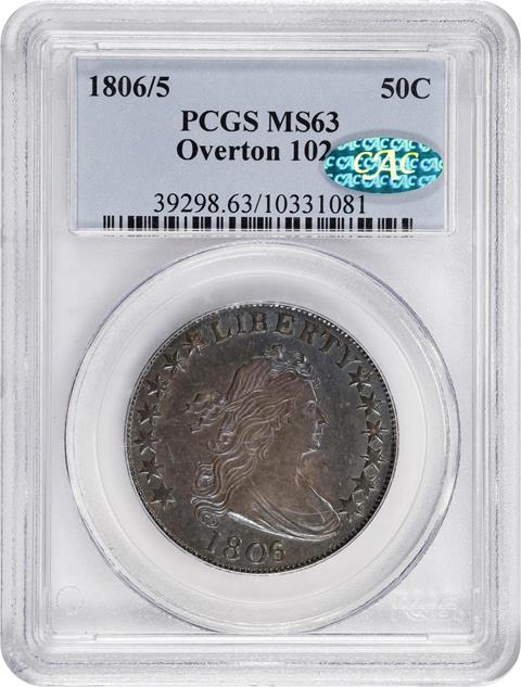 Picture of 1806/5 DRAPED BUST 50C MS63 