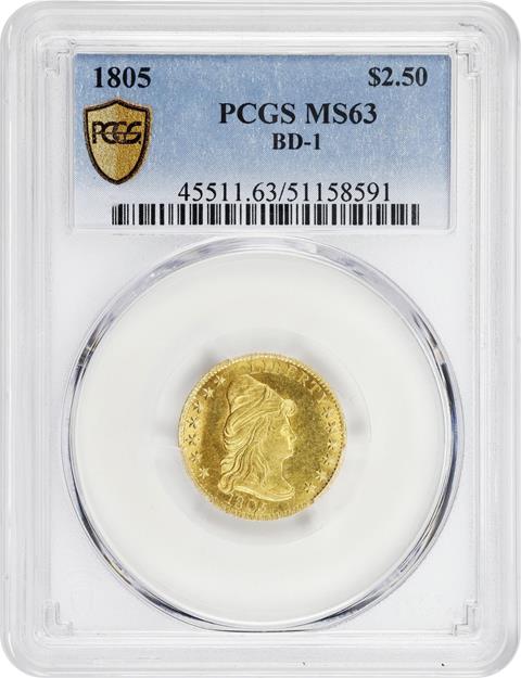 Picture of 1805 DRAPED BUST $2.5 MS63 