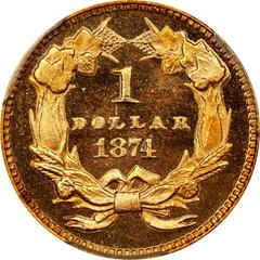 Picture of 1874 GOLD G$1, TYPE 3 PR65+ Deep Cameo