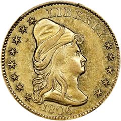 Picture of 1806 DRAPED BUST $2.5, 8X5 STARS AU58 