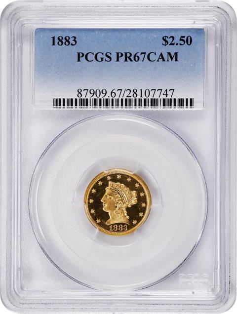 Picture of 1883 LIBERTY HEAD $2.5 PR67 Cameo