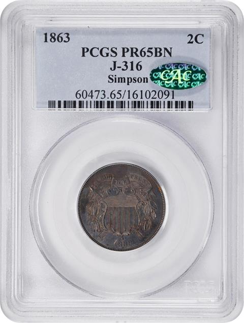 Picture of 1863 2C J-316 PR65 Brown