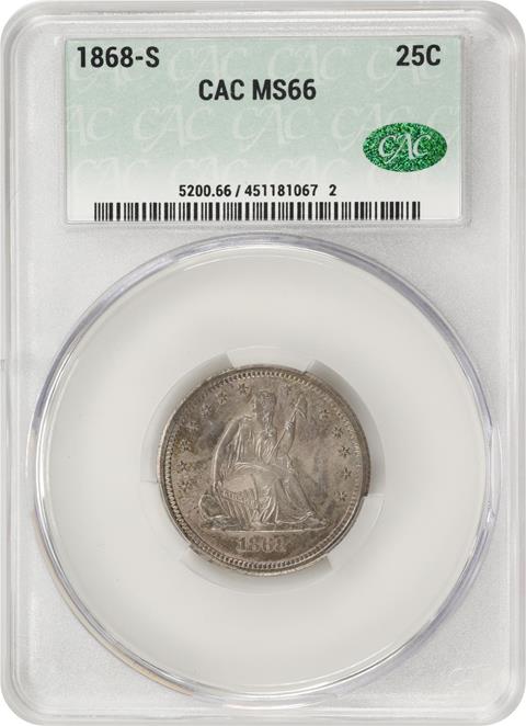 Picture of 1868-S LIBERTY SEATED 25C, MOTTO MS66 