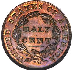 Picture of 1836 CLASSIC HEAD 1/2C, ORIGINAL PR66 Red Brown
