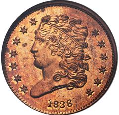 Picture of 1836 CLASSIC HEAD 1/2C, ORIGINAL PR66 Red Brown