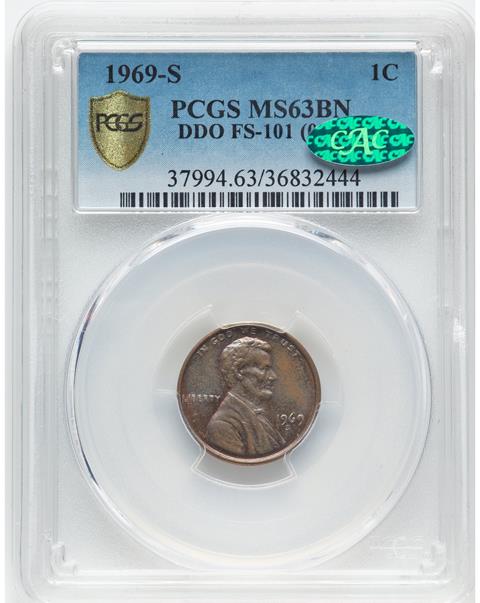 Picture of 1969-S LINCOLN 1C, DOUBLED DIE OBVERSE MS63 Brown
