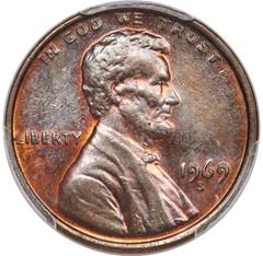 Picture of 1969-S LINCOLN 1C, DOUBLED DIE OBVERSE MS63 Brown