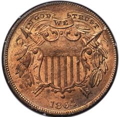 Picture of 1864 2C, SMALL MOTTO MS65 Red