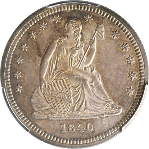 Picture of 1840 LIBERTY SEATED 25C, DRAPERY PR64  Picture of 1840 LIBERTY SEATED 25C, DRAPERY PR64