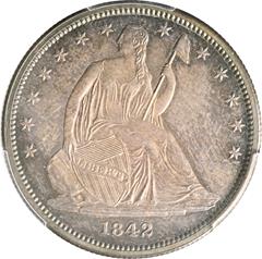Picture of 1842 LIBERTY SEATED 50C, SMALL DATE, REV 1842 PR65 