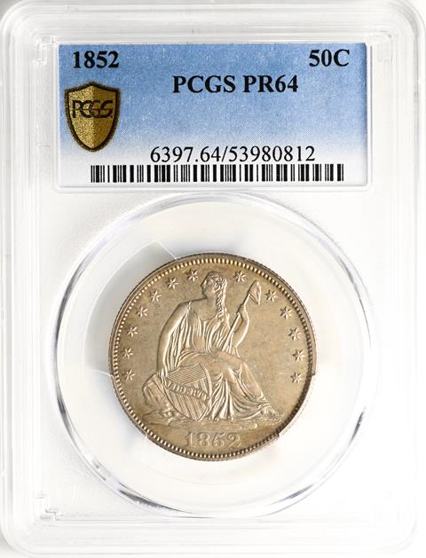 Picture of 1852 LIBERTY SEATED 50C, NO MOTTO PR64 