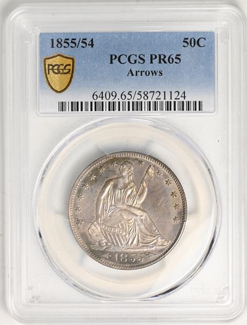 Picture of 1855/54 LIBERTY SEATED 50C, ARROWS PR65 