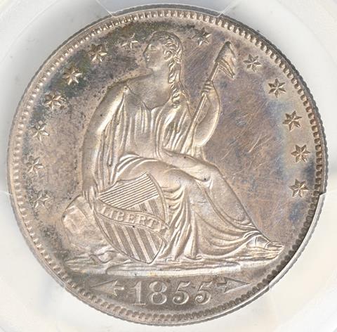 Picture of 1855/54 LIBERTY SEATED 50C, ARROWS PR65  Picture of 1855/54 LIBERTY SEATED 50C, ARROWS PR65