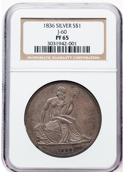 Picture of 1836 GOBRECHT S$1 J-60, ORIGINAL - COIN ALIGNMENT PR65 