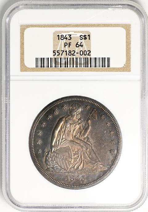 Picture of 1843 LIBERTY SEATED S$1, NO MOTTO PR64 