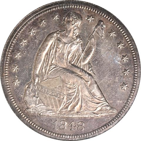 Picture of 1848 LIBERTY SEATED S$1, NO MOTTO PR64  Picture of 1848 LIBERTY SEATED S$1, NO MOTTO PR64