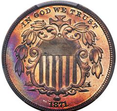 Picture of 1871 5C J-1056 PR67 Red Brown
