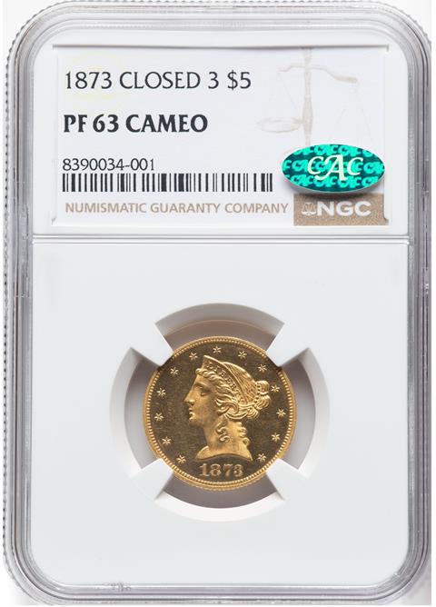 Picture of 1873 LIBERTY $5, CLOSED 3 PR63 Cameo