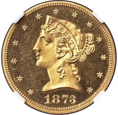 Picture of 1873 LIBERTY $5, CLOSED 3 PR63 Cameo
