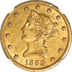 Picture of 1859-S LIBERTY HEAD $10 AU58 