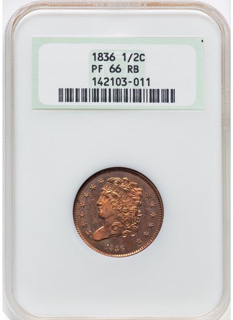 Picture of 1836 CLASSIC HEAD 1/2C, ORIGINAL PR66 Red Brown