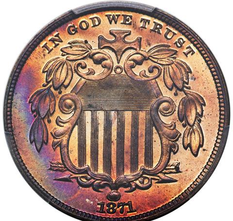 Picture of 1871 5C J-1056 PR67 Red Brown Picture of 1871 5C J-1056 PR67 Red Brown