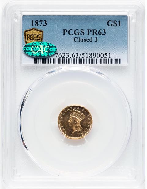 Picture of 1873 GOLD G$1, TYPE 3 PR63 