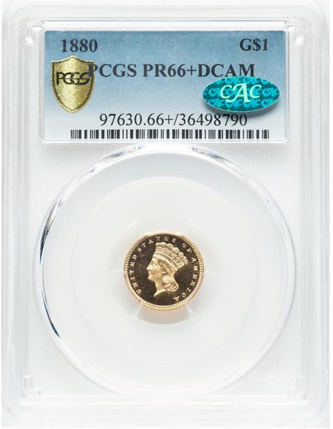 Picture of 1880 GOLD G$1, TYPE 3 PR66+ Deep Cameo
