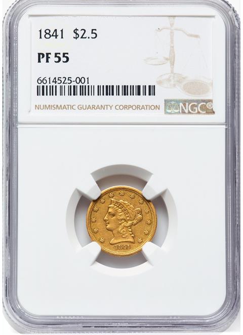 Picture of 1841 LIBERTY HEAD $2.5 PR55 