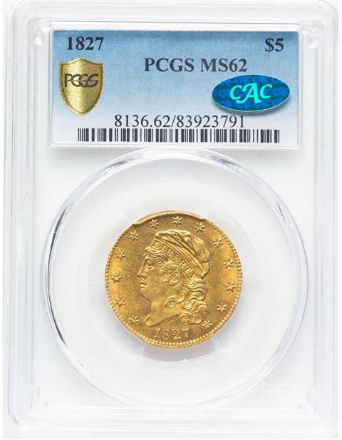 Picture of 1827 CAPPED BUST $5 MS62 