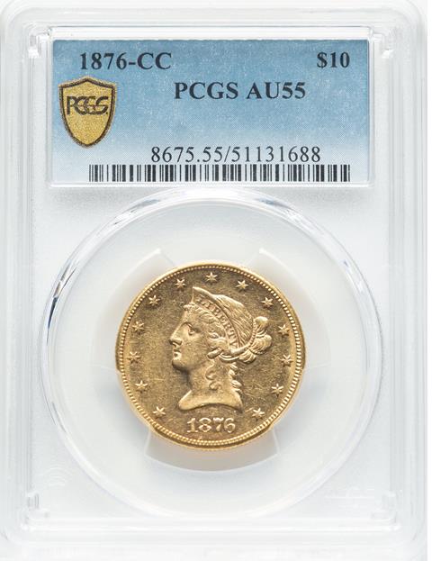 Picture of 1876-CC LIBERTY HEAD $10 AU55 