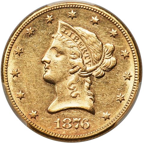 Picture of 1876-CC LIBERTY HEAD $10 AU55 
