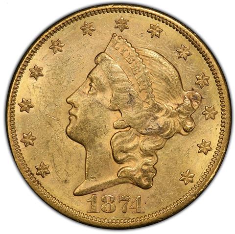 Picture of 1874-CC LIBERTY HEAD $20 MS61 