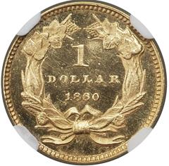 Picture of 1860 GOLD G$1, TYPE 3 PR65 Cameo