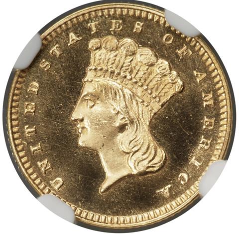 Picture of 1860 GOLD G$1, TYPE 3 PR65 Cameo