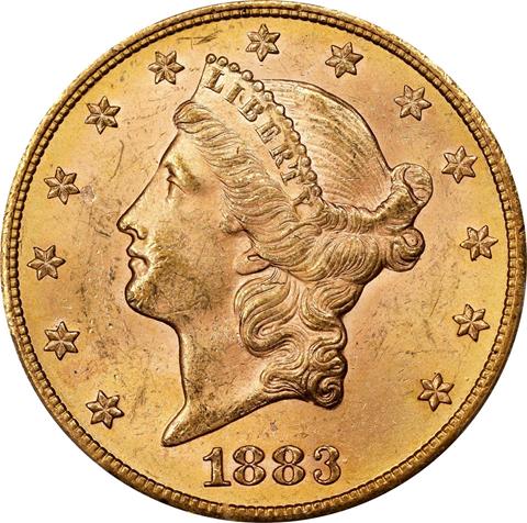 Picture of 1883-CC LIBERTY HEAD $20 MS63 