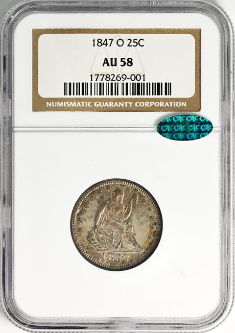 Picture of 1847-O LIBERTY SEATED 25C, NO MOTTO AU58 