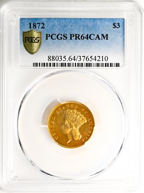 Picture of 1872 INDIAN PRINCESS $3 PR64 Cameo