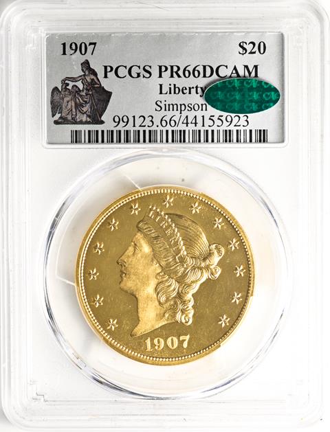 Picture of 1907 LIBERTY HEAD $20, LIBERTY PR66 Deep Cameo