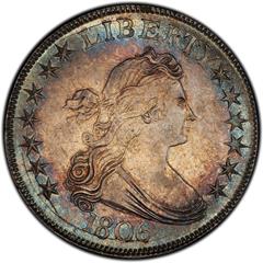 Picture of 1806 DRAPED BUST 50C, POINTED 6, STEM MS62+ 