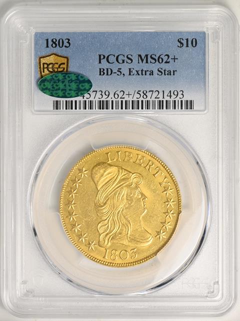 Picture of 1803 DRAPED BUST $10, 14 STAR REVERSE MS62+ 